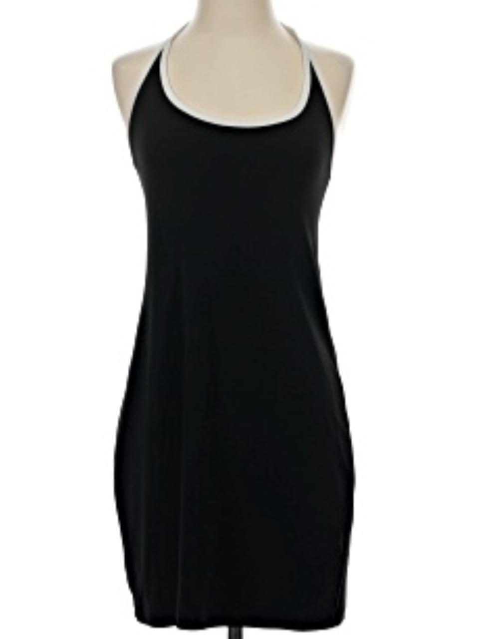 Banana Republic tie neck jersey halter dress Size Medium black and white Sporty